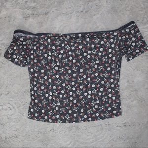 Target Brand Off the Shoulder Floral Black Top